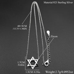 925 Sterling Silver Jewish Star of David Zircons Pendant Necklace for Women Silver Color Choker Chain Israel Magen Jewelry Gift