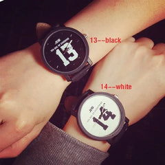 Couple Quartz Analog Wristwatches – Black Leather Band, Hot Selling
