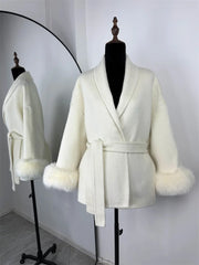 Tossy Fox Fur Wool Short Coat – Elegant Double-Sided Women Jacket