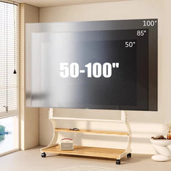 Mobile Rolling TV Stand for 50-100inch TVs Cart TV Shelf Mute Wheels up to 220lbs Max VESA 900x600mmFloor Stand TV Support Shelf Living Room Furniture