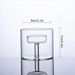 Transparent Glass Candlestick Cylinder Tea Light Candle Holders for Table Centerpieces Wedding Party Dining Room Decorations
