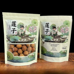 New White Lotus Seeds Self-Standing Bag Food Grade Window 500g One Pound Dry Lotus Seeds Sealed Bag Colorful Printing Packaging