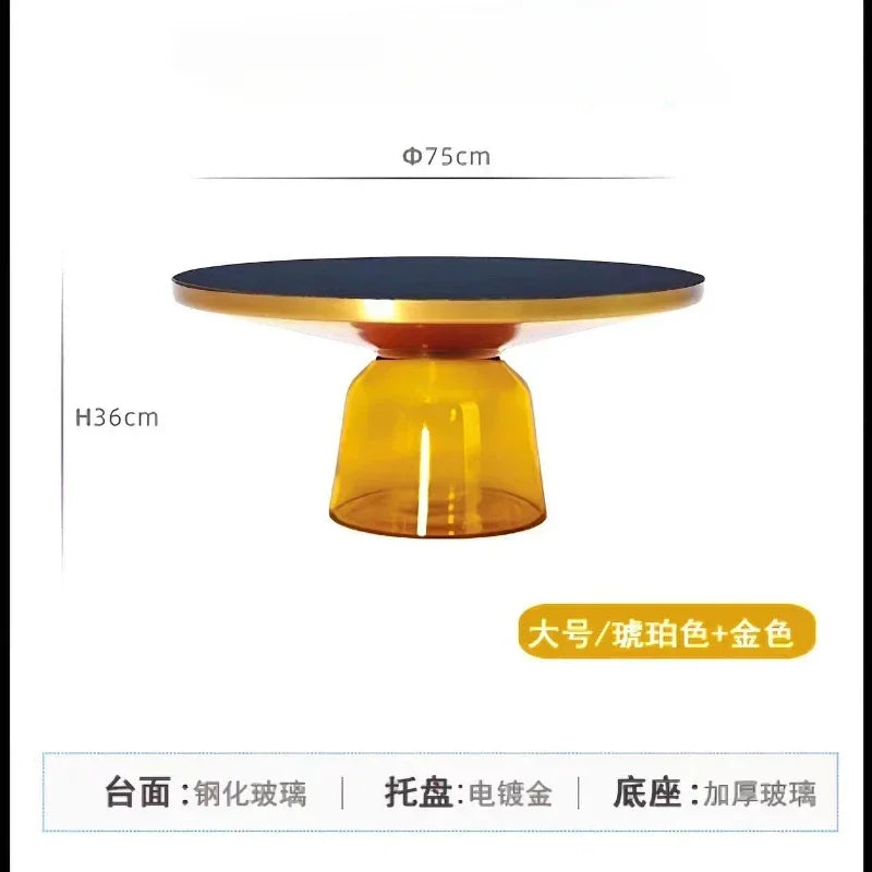 German Design Living Room Bedside Table, Sofa Side Table, Coffee Table, Indoor Round Glass, Nordic Light Luxury Coffee Table Bedroom Furniture