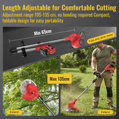 CONENTOOL 21V Cordless Grass Trimmer 6 Inch Foldable Electric Lawn Mower with 5 Types Blades & Battery Garden Yard Pruning Tools