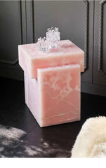 Luxury White Marble Nightstand Modern Bedside Table with Storage, Natural Stone Home Decor, Decorative End Table for Bedroom Furniture