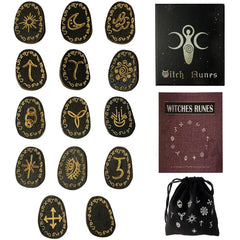 Mystic Witch Runes Set 13pcs Wooden Rune Stones with Symbols Altar Divination Tools Norse Viking Letters Healing Meditation Kit