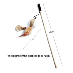 Interactive Cat Wand Stick Colorful Feather Teaser Toy Wooden Rod for Kitten Pet Supplies Cat Toys Interactive MWJ13 Pet Shop