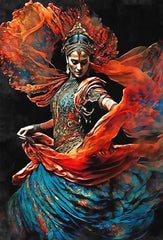 Indian Woman Folk Dance Poster Ethnic Girls Canvas Painting Print Wall Art Pictures for Living Room Home Decor Cuadros