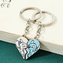 Couple's Stitch Heart Necklace - Gold & Silver Angel And Stitch Cute Style Jewelry Pendant Gift for Girls