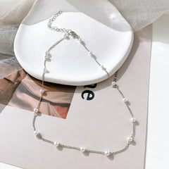LATS Multilayer Pearl Cross Love Heart Pendant NecklaceGold Color Fashion Neck Chain Trend Jewelry