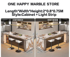 Luxury Marble Kitchen Island Dining Table, Custom Modern Bar Countertop, High-End Open Kitchen Design, Integrated Home Furniture Kitchen Display Cabinets Kitchen & Dining Furniture