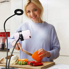 Universal Flexible Mobile Phone Holder with Selfie Ring Light Office Lazy Bracket Desk Lamp LED Light for Live Stream Fill Light