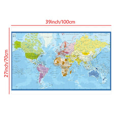 Wall Poster Map of The World French Language Polyester Vinyl Painting Office School Supplies Home Decoration Carte Monde
