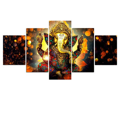 Hindu God Ganesha Elephant Canvas Painting Bedroom 5 Pieces Canvas Poster Living Room Art Prints Wall Pictures Home Decor