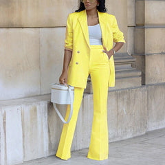 Women’s Solid Color Casual 2-Piece Wide-Leg Pants Set