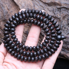 Natural Ebony Tibetan Prayer Turning Wheel Six-Character 8Mm 108 Beads Mara Necklace Rosary Beads