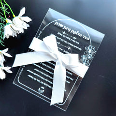 Transparent Custom Wedding Invitation Card,Acrylic Hebrew,Prayer Blessings,Candle Design Bar Mitzvah Gift,Souvenir, Thick 10pcs