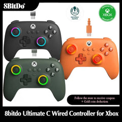 8BitDo Ultimate C Wired Controller USB Gamepad with Hall Effect Joysticks for PC Windows and Xbox Series X、Series S, Xbox One,.