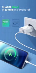 PD 40W Fast Charger For iPhone 16 15 11 12 13 14 Pro Max Plus iPad Air Fast Charging Cable USB C Type C Data Line Phone Charger