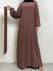 Hot Selle Simple Style Moroccan Dresses Kaftan Turkey Solid Color Gulf Abayas Islamic Women Long Dress Muslim Saudi Robe Ramadan