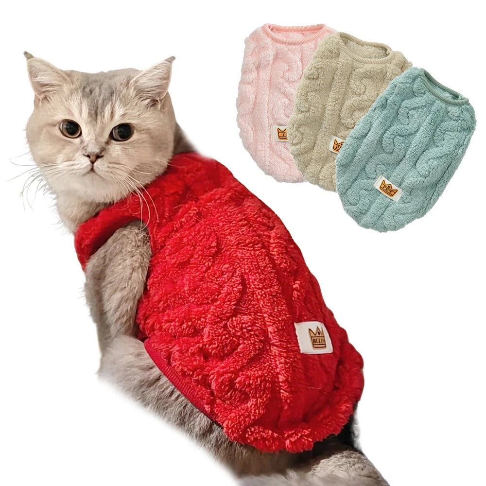 Autumn Winter Pet Cat Clothes Soft Fleece Vest Sweater For Small Dogs Cute Puppy Kitten Pullover Jacket Sphynx Pet Shop Pet Clothing