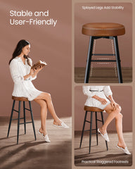 VASAGLE EKHO Collection - Bar Stools Set of 2, Kitchen Counter Stools, Breakfast Stools, Synthetic Leather Kitchen & Dining Furniture