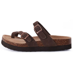 Pallene Platform Suede Sandals for Women With Adjustable Buckle Outdoor Cork Beach Shoes Fashion Thick Sole Women's Slippers Wedges