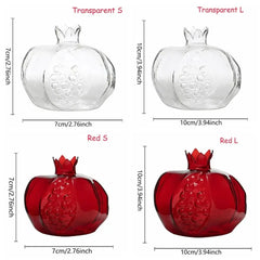 Creative Red Pomegranate Glass Vase Pomegranate Glass Hydroponic Flower Vase Hammer Pattern Transparent Fruit Vase Home Decor