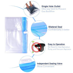 4 Packs Space Saver Compression Bags No Pump Needed - Vacuum Seal Storage Bags for Clothing Travel Camping Essentials
