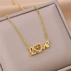 New In Light Luxury Zircon Crystal Stainless Steel Necklace Korean Fashion Sweet Sexy Female Clavicle Chain Jewelry