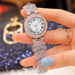Luxury Women’s Diamond Steel Band Watch & Bracelet Set