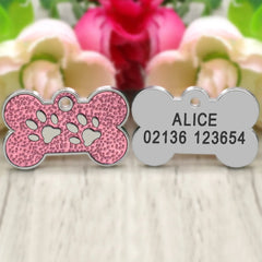 Personalized Dog Cat ID Tag Bling Rhinestone Puppy Kitten Name Tags Anti-lost Pet Collar Accessories Free Engraved Pet Products
