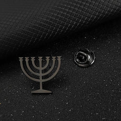 Jewish menorah men's brooch stainless steel lapel pin suit shirt decoration accessories wedding groomsmen gift
