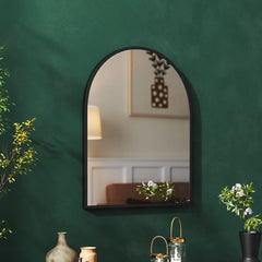 【Breeins】Arched Wall Mirror in Black Aluminum Alloy Frame Bathroom Decoration Home Decor Mirror Art