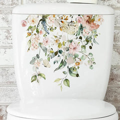 Green Plant Leaves Bathroom Toilet Sticker WC Closestool Wall Sticker Self Adhesive Mural Beautify Flower Home Decor Decals