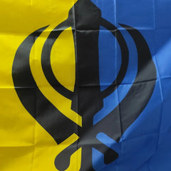 Khalistan Flag 3x5ft 2x3ft Nishan Sahib Sikh Religious Flag, Premium Polyester for Outdoor Indoor Decoration