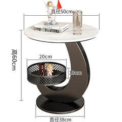 Luxury Side Table Modern Round Coffee Table for Living Room Furniture & Balcony Multifunctional Couchside Drink Table with Geometric Base