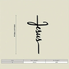 Vintage Metal Jesus Cross Wall Art Abstract Minimalist Christian Home Decor Gift