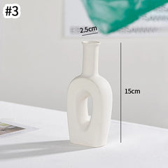 INS Nordic White Ceramic Vase – Decorative Flower Pot Home Decor