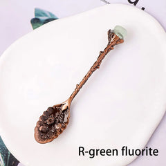 Natural Crystal Tumbled Stone Spoon Magic Energy Divination Halloween Spirit Souvenir Gift Home Decor Christmas Graduation Gift