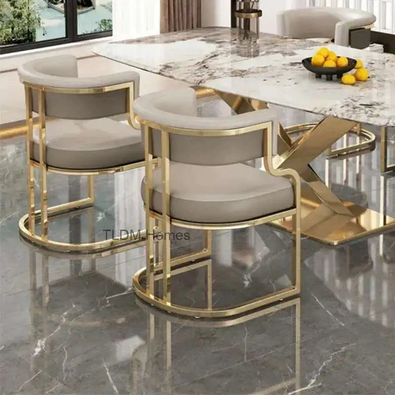 Luxury golden Dining Chairs wrought Iron Backrest Armchair Kitchen Modern Kitchen & Dining Furniture
 Home Bedroom Salon Makeup Chair