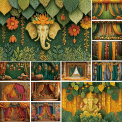 Indian Garlands Diwali Backgrounds Marigold Flowers Curtain Puja Ganpati Pooja Traditional Birthday Wedding Party Decor Backdrop