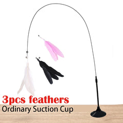 Interactive Cat Toy Handfree Cat Stick Kitten Playing Teaser Wand Toy Suction Cup Feather Wand Pet Supplies Simulation Feather Pet Shop
