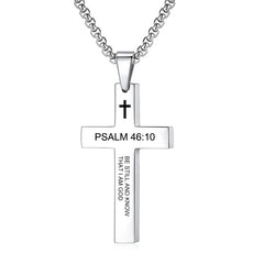 Christian Bible Verse Cross Pendant Necklace Stainless Steel Religious Scripture Prayer Jewelry Gifts