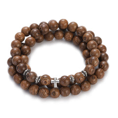 Multilayer Wood Beads Buddha Lotus OM Bracelet Tibetan Buddhist Mala Charm Rosary Bracelet Yoga Wooden For Women Men Jewelry