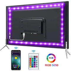 Bluetooth LED Lights Strip 5050 Smart APP Remote Control Flexible Diode Lamp RGB Tape Backlights Game Room Christmas Decoration