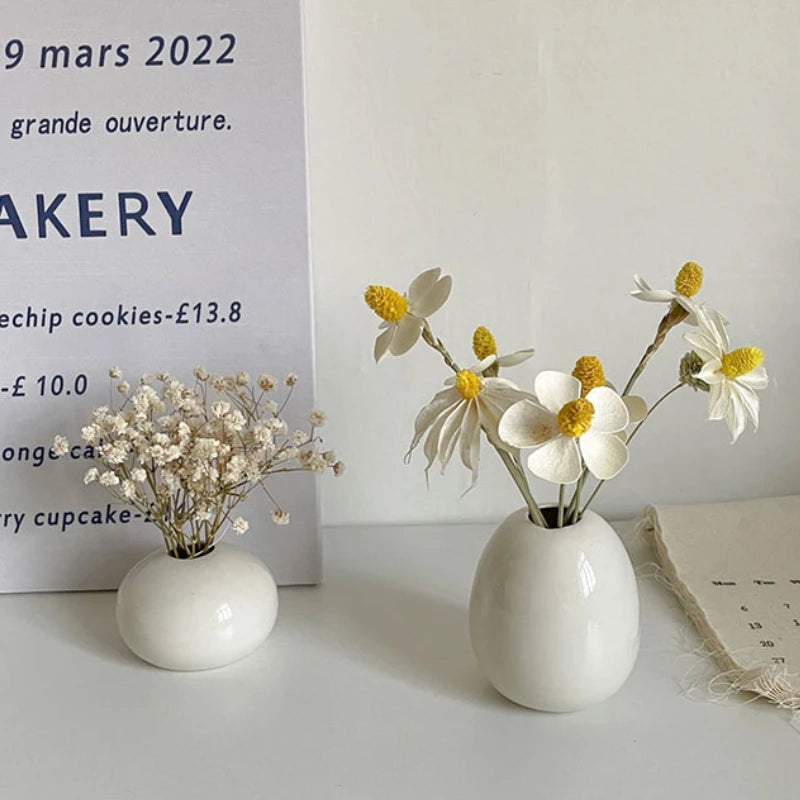 Ins Ceramics Flower Vase Nordic Hydroponics Vases Creative Room Decor Mini Flower Bottle Pots Desktop Ornament Craft