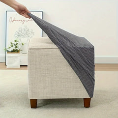 1PC Stretch Ottoman Slipcover Stool Cover T-shape Jacquard Elastic Square Sofa Footrest Covers for Living Room Office Home Decor