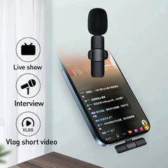 Wireless Lavalier Microphone Mini Mic for iPhone Android Live Broadcast Gaming Phone Audio Video Recording Wireless Portable Mic