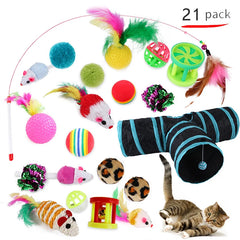 DualPet Kitten Toys Variety Cat Toy Combination Set Cat Toy Funny Cat Stick Sisal Mouse Bell Ball Cat Supplies 20 Piece Set Pet Shop